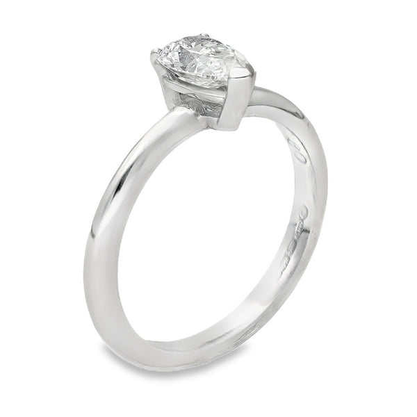 18ct White Gold Pear Diamond Engagement Ring - Size M - 0.80ct