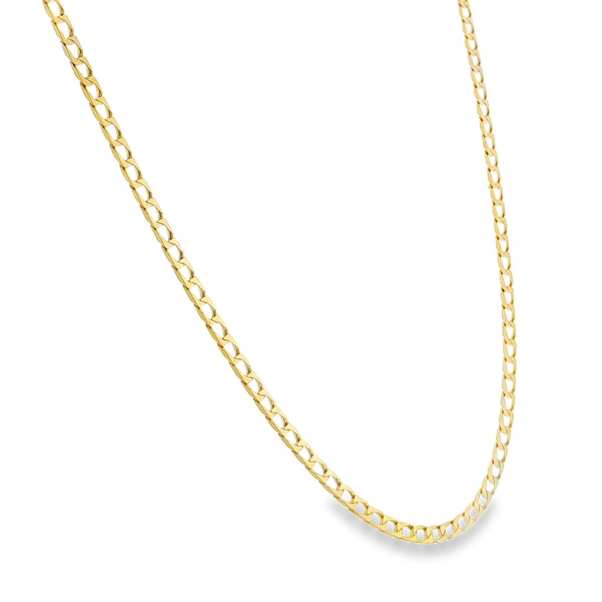 9ct Yellow Gold Open Link Square Curb Chain - 22" - 6.0g