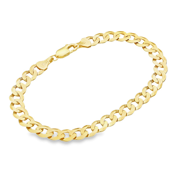 9ct Yellow Gold Flat Oval Curb Bracelet - 7.5" - 5.7g