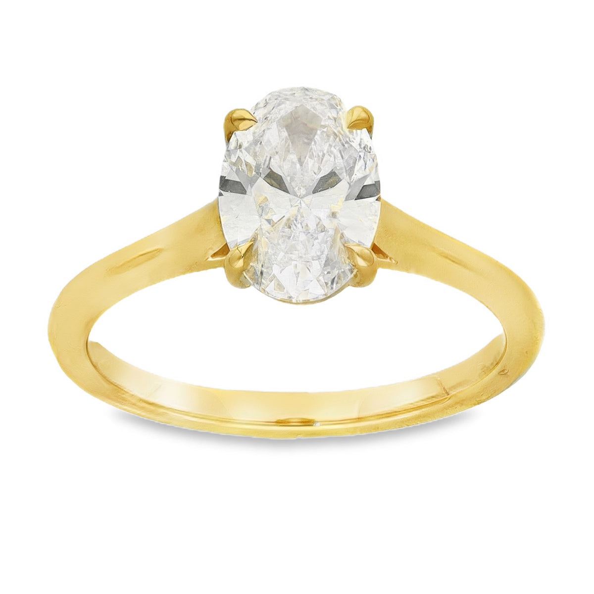 Lab 1.50ct D Vs1 Oval 18ct Yellow Gold Solitaire