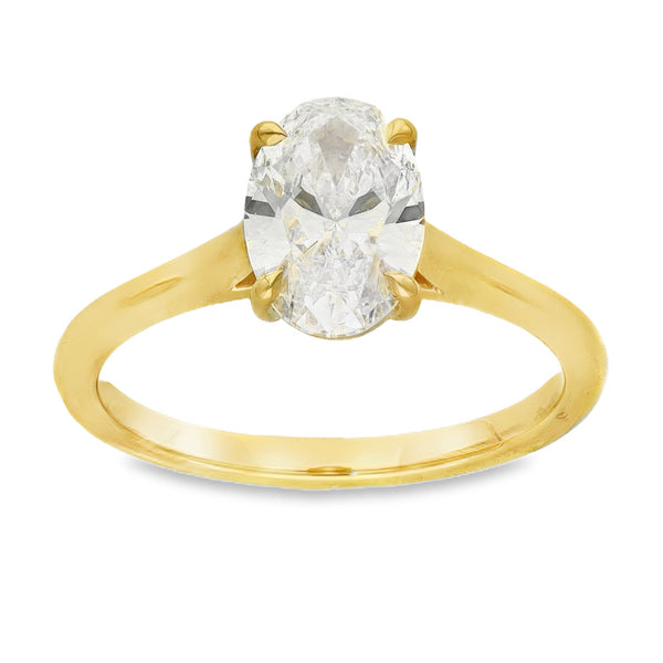 Lab 1.50ct D Vs1 Oval 18ct Yellow Gold Solitaire