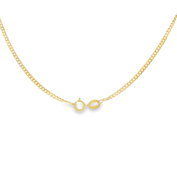 9ct Yellow Gold Closed Curb Chain - 16"- 2.8g