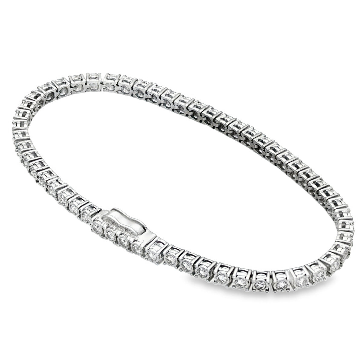 9ct White Gold Diamond Tennis Bracelet - 7.5" - 2.75ct