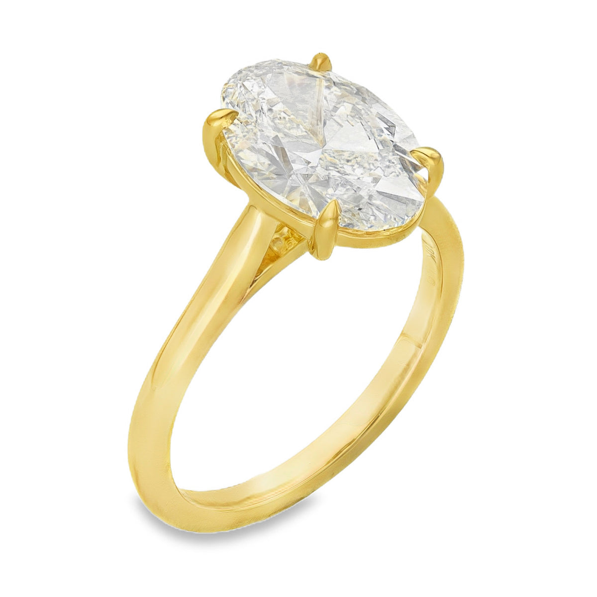 Lab 3.06ct D Vs1 Oval 18ct Yellow Gold Solitaire