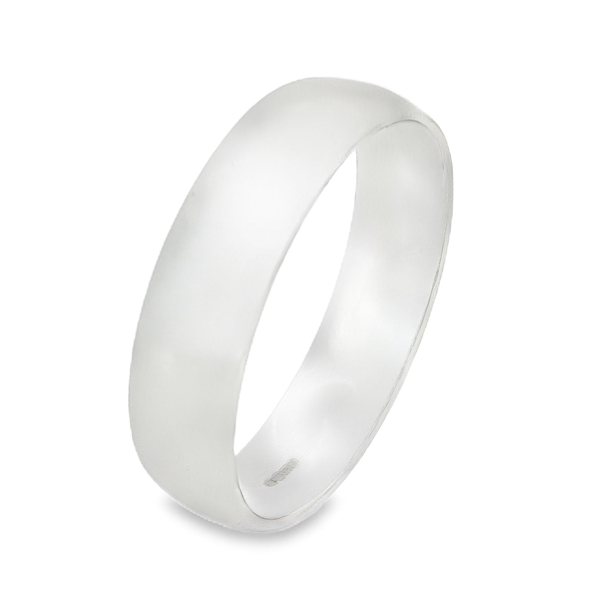 9ct White Gold Wedding Band - Size V½ - 6mm