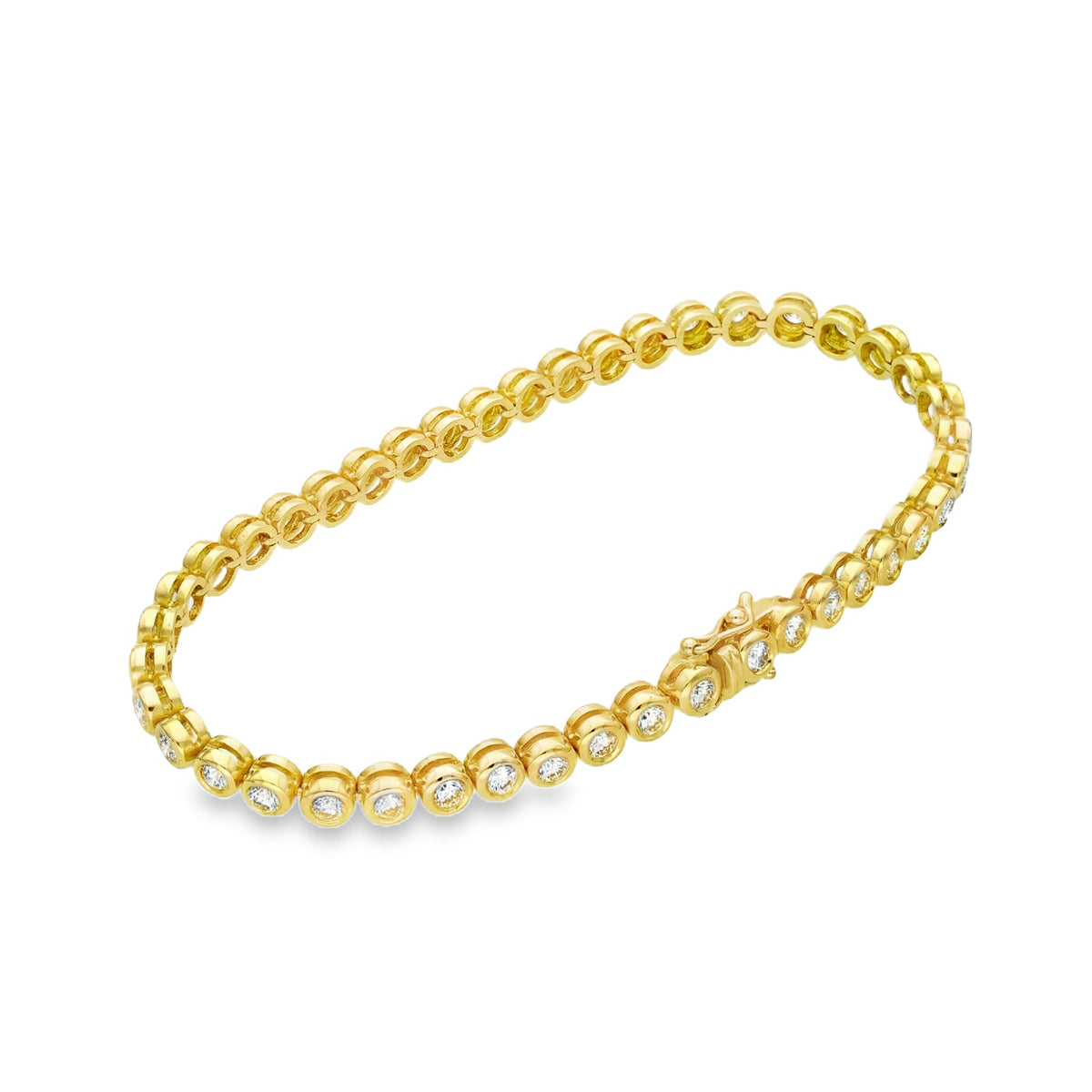 18ct Yellow Gold Diamond Tennis Bracelet - 7" - 3.00ct