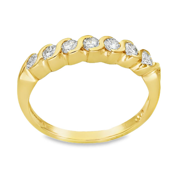 18ct Yellow Gold Diamond Half Eternity Ring - Size P - 0.50ct