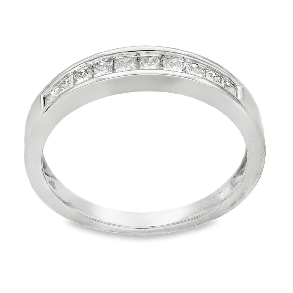 18ct White Gold Diamond Half Eternity Ring - Size O - 0.50ct