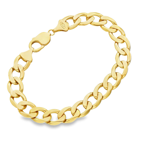 9ct Yellow Gold Oval Curb Bracelet - 9" - 32.8g