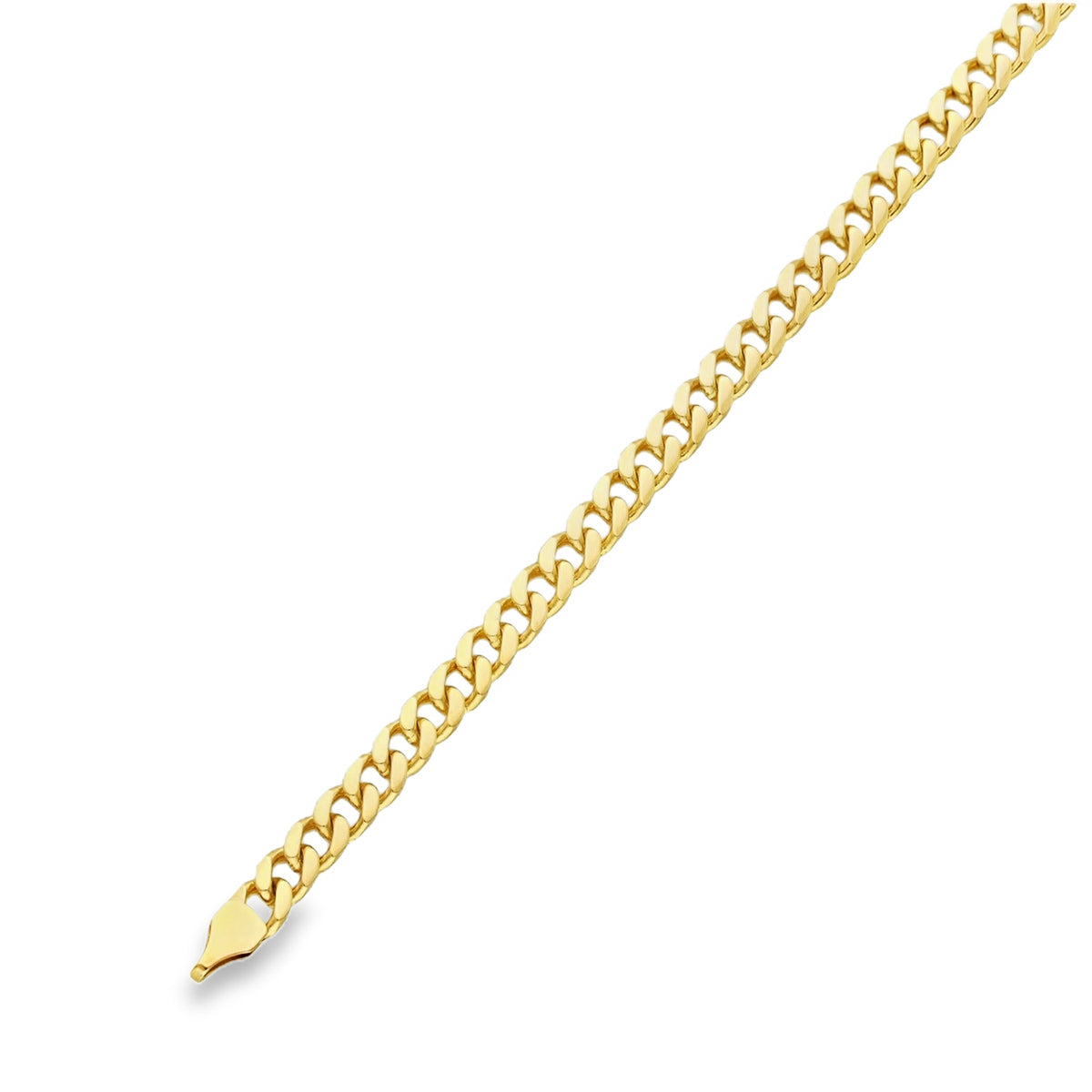 9ct Yellow Gold Flat Curb Bracelet - 7.5" - 9.1g