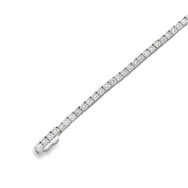 9ct White Gold Diamond Tennis Bracelet - 7.5" - 2.75ct