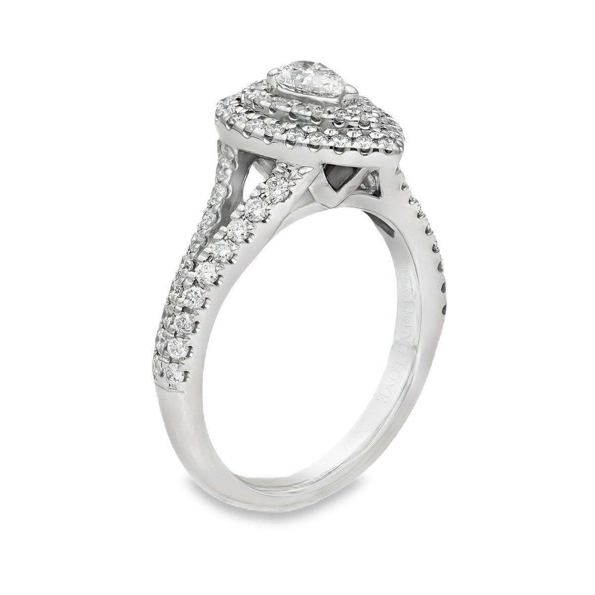 18ct White Gold Diamond Halo Engagement Ring - Size M½ - 0.95ct
