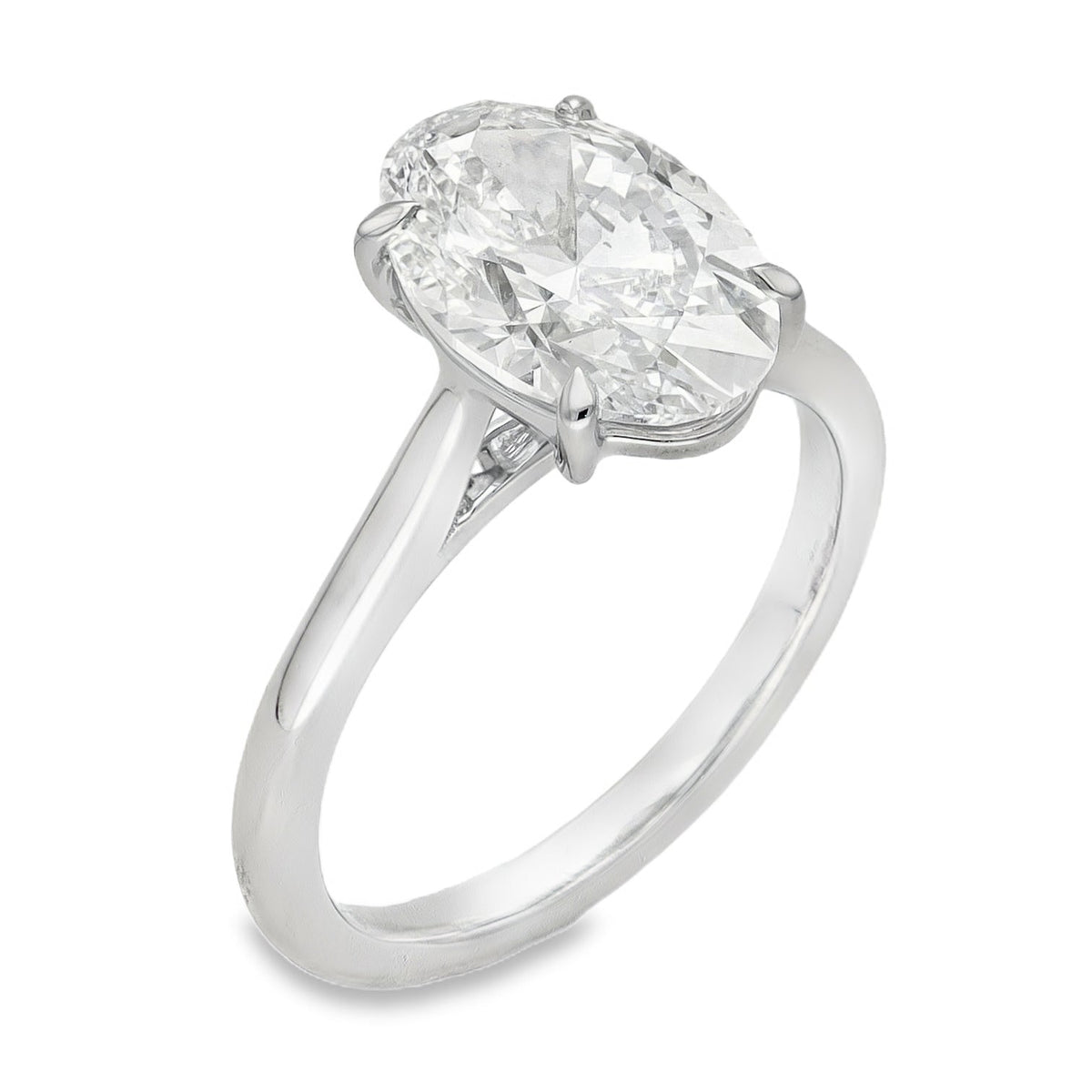 Lab Grown 1.50CT  Diamond Oval Cut Platinum Engagement Ring D VS1