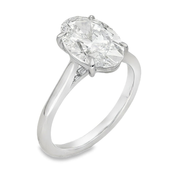 Lab Grown 1.50CT  Diamond Oval Cut Platinum Engagement Ring D VS1