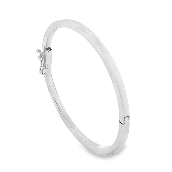 9ct White Gold Plain Hinged Bangle - 15cm - 12.9g