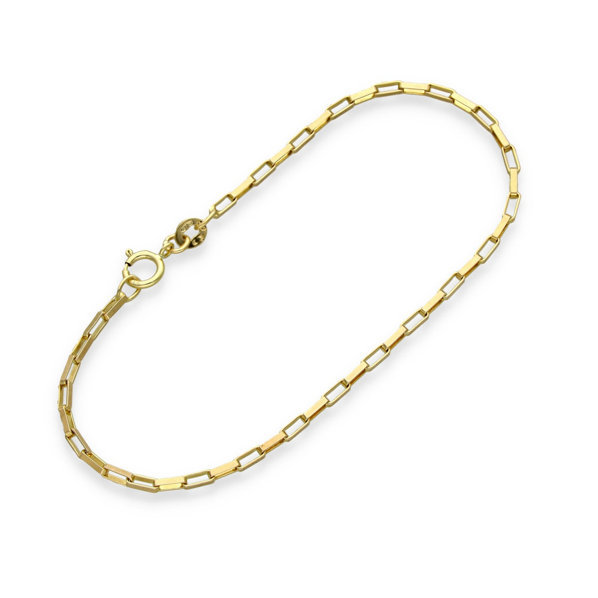 9ct Yellow Gold Fine Paper Link Bracelet - 7" - 1.9g
