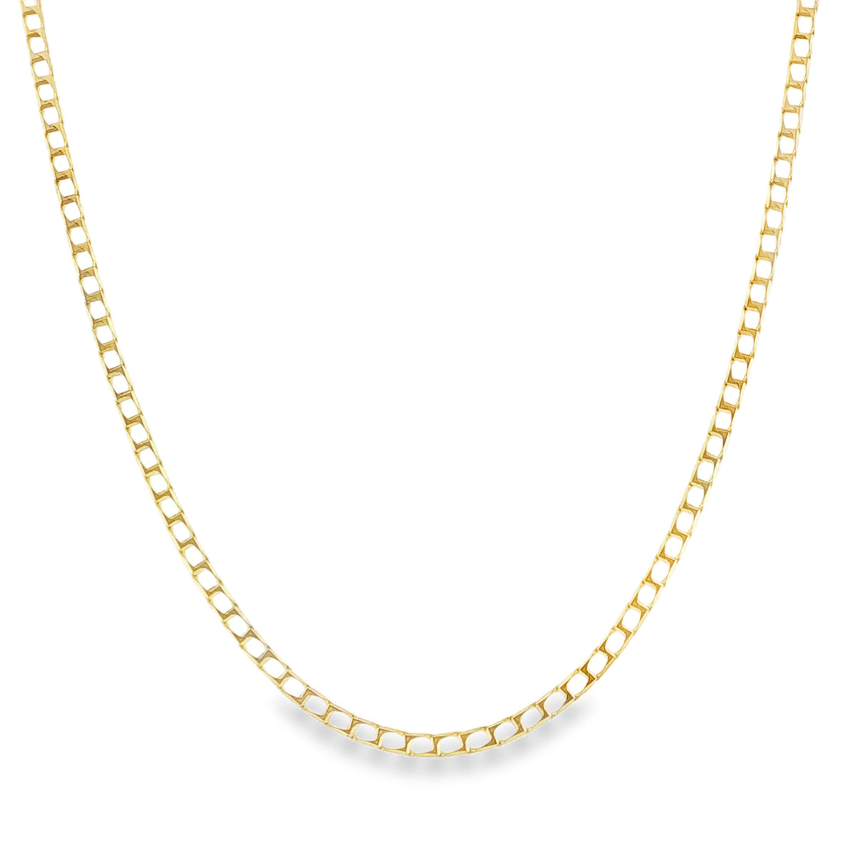 9ct Yellow Gold Open Square Curb Chain - 16"- 3.7g