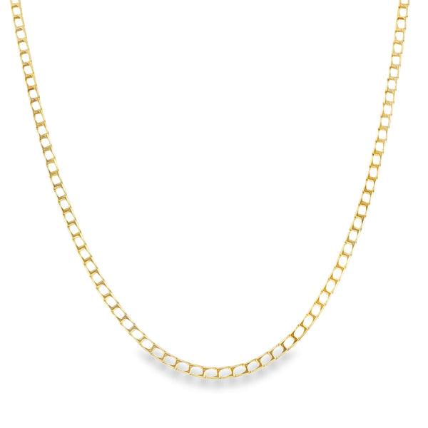 9ct Yellow Gold Open Square Curb Chain - 16"- 3.7g