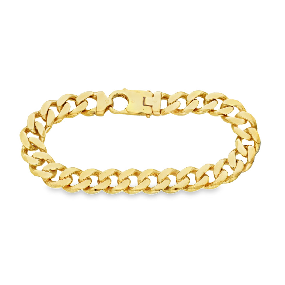 9ct Yellow Gold Heavy Oval Curb Bracelet - 9" - 50.6g