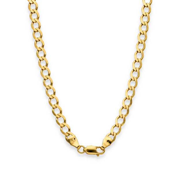 9ct Yellow Gold Flat Open D-Shape Curb Chain - 20" - 12.2g