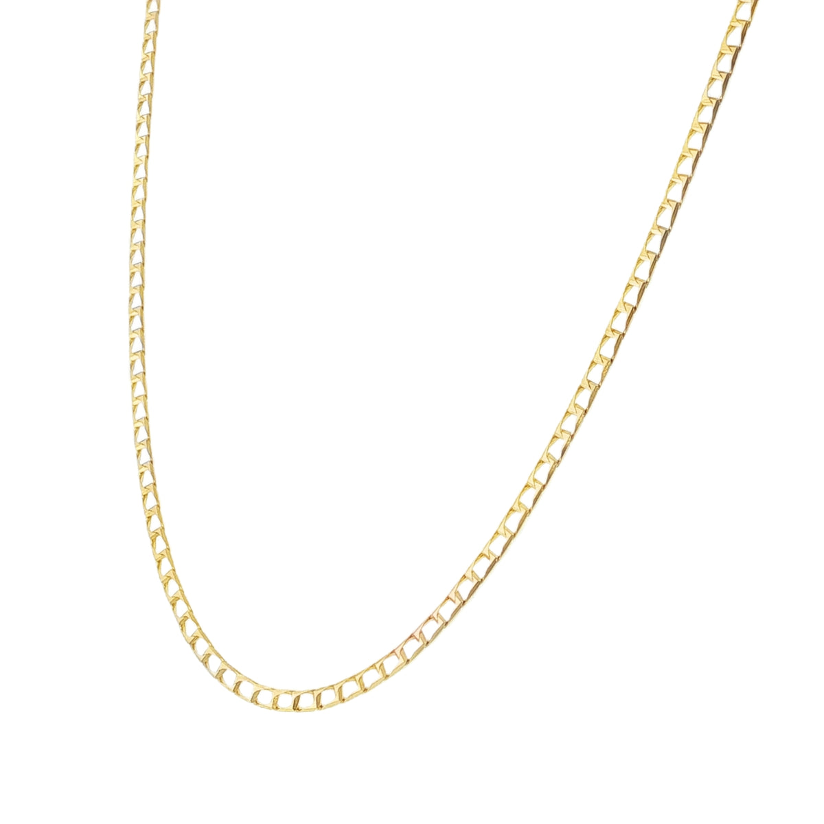 9ct Yellow Gold Open Square Curb Chain - 16"- 3.7g