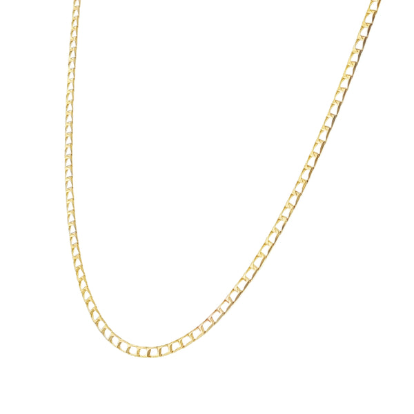 9ct Yellow Gold Open Square Curb Chain - 16"- 3.7g