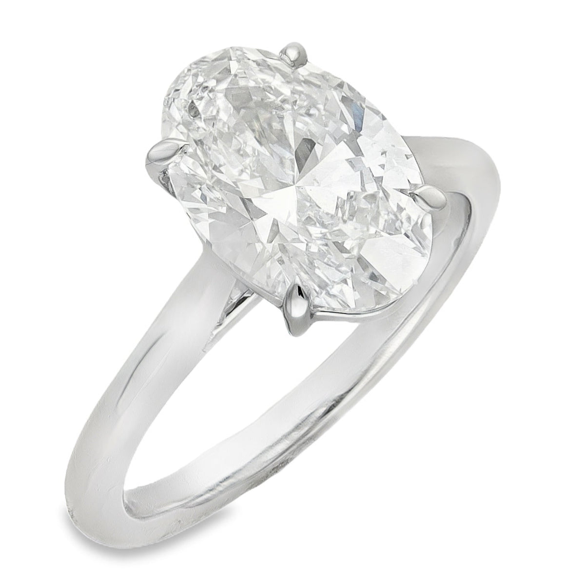 Lab Grown 1.50CT  Diamond Oval Cut Platinum Engagement Ring D VS1