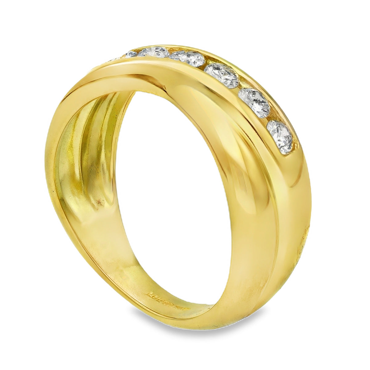 18ct Yellow Gold Diamond Crossover Ring - Size M - 0.50ct