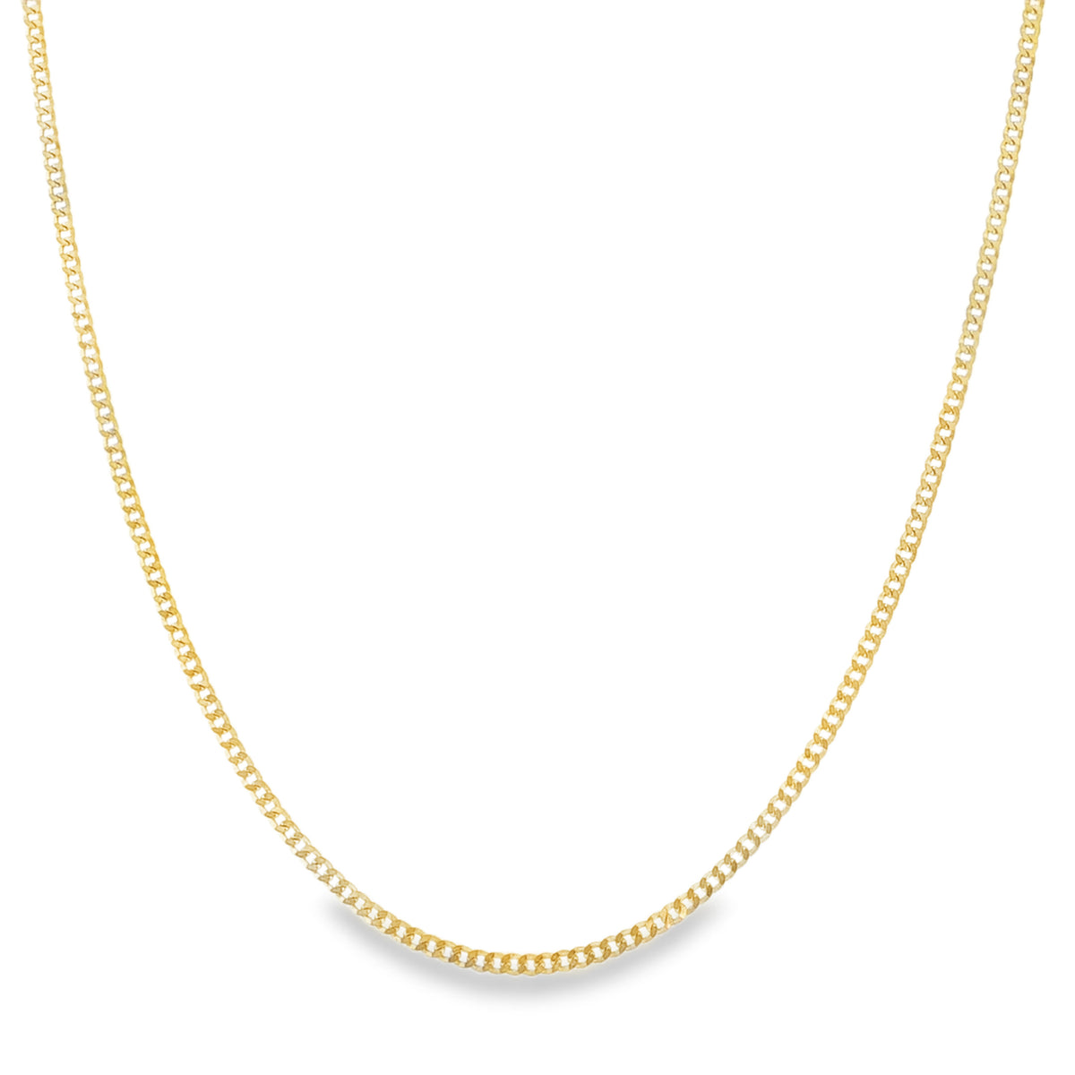 9ct Yellow Gold Closed Curb Chain - 16"- 2.8g