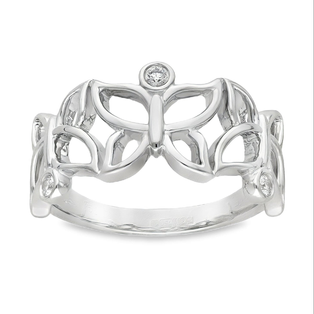 950 Platinum Diamond Butterfly Ring - Size P½ - 0.12ct