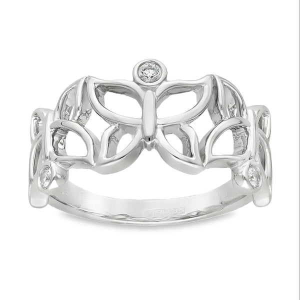 950 Platinum Diamond Butterfly Ring - Size P½ - 0.12ct