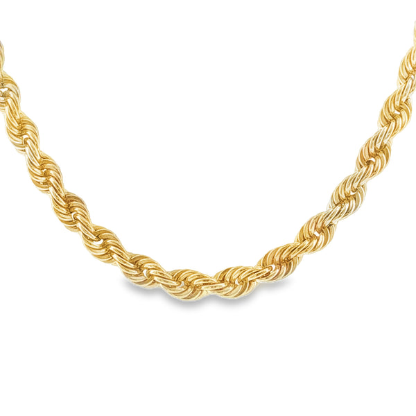 9ct Yellow Gold Solid Rope Chain - 16" - 26.8g