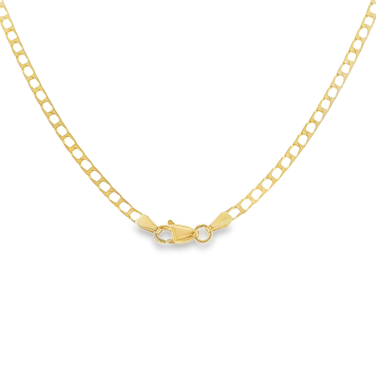 9ct Yellow Gold Open Link Square Curb Chain - 22" - 6.0g