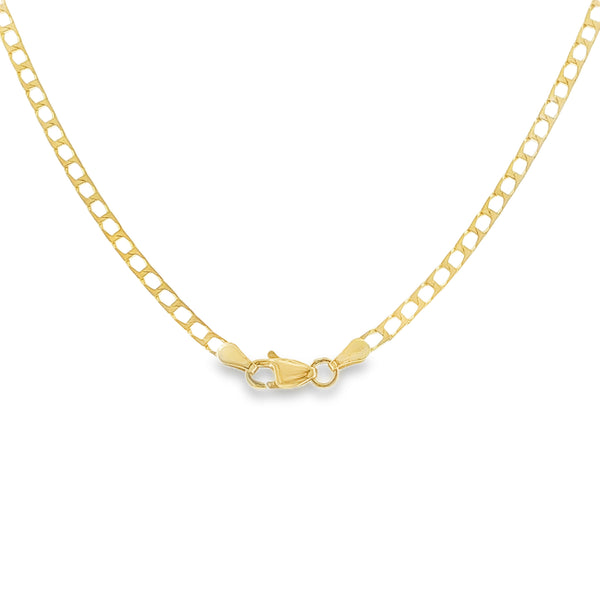 9ct Yellow Gold Open Link Square Curb Chain - 22" - 6.0g