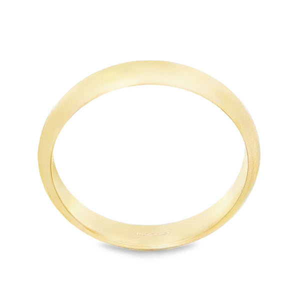 9ct Yellow Gold Plain D-Shape Wedding Band - Size Y½ - 4mm