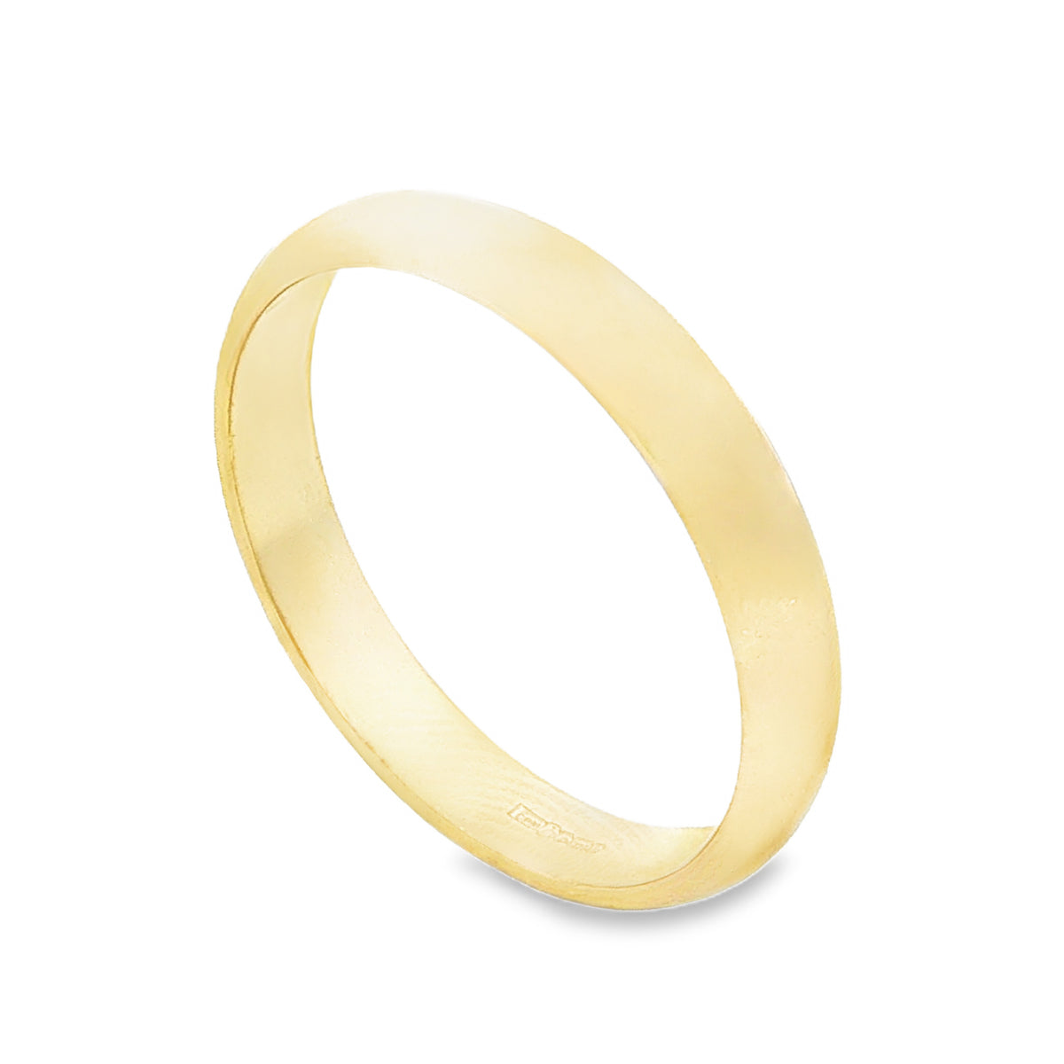 9ct Yellow Gold Plain D-Shape Wedding Band - Size Y½ - 4mm