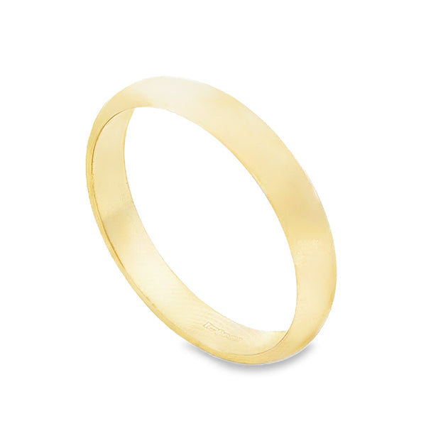 9ct Yellow Gold Plain D-Shape Wedding Band - Size Y½ - 4mm