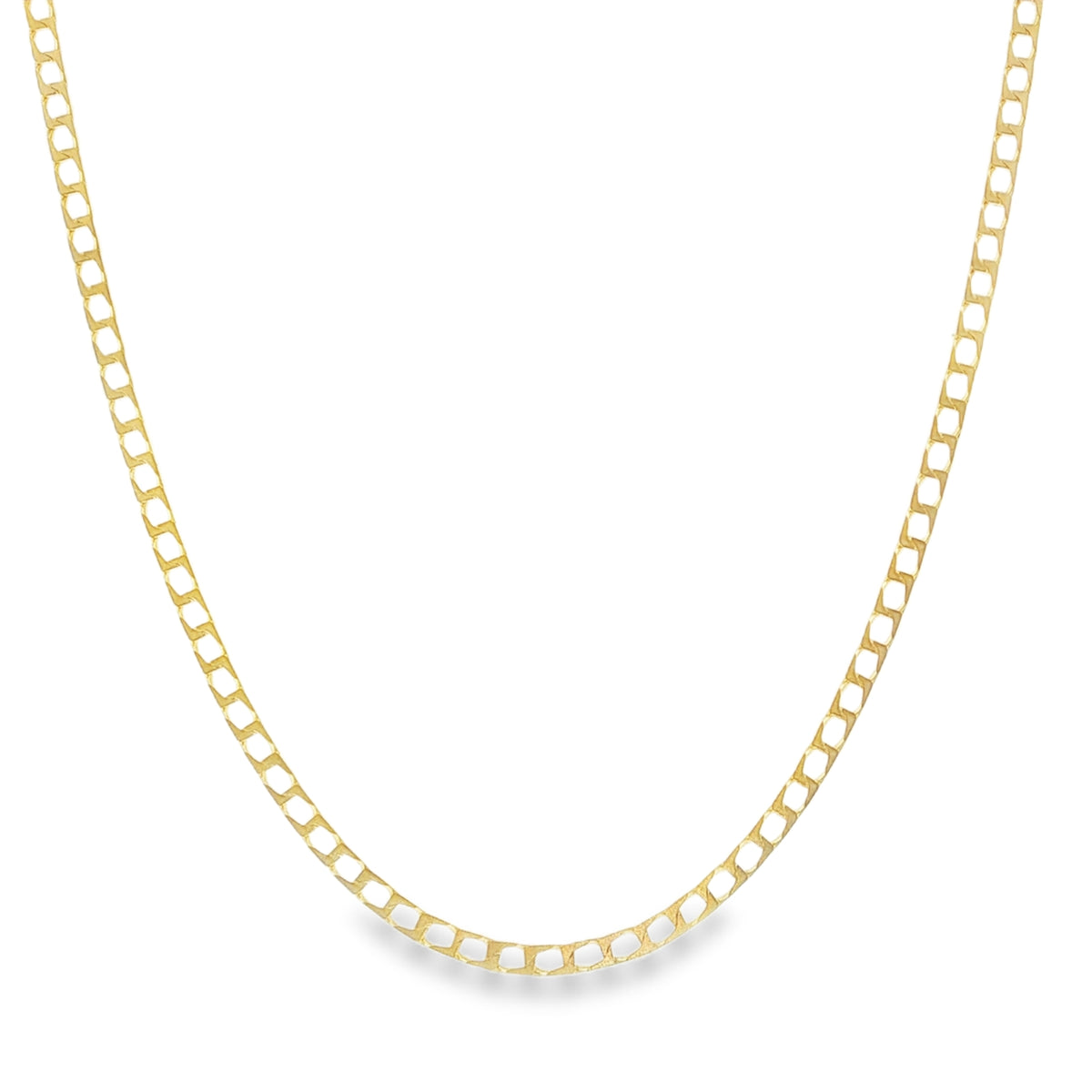 9ct Yellow Gold Open Link Square Curb Chain - 22" - 6.0g
