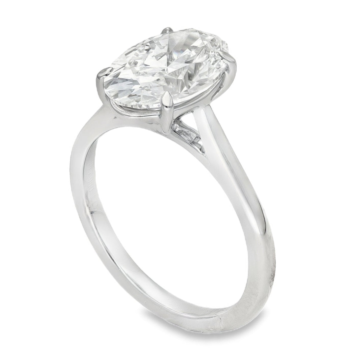 LAB 3.07CT  D VS1  OVAL PLATINUM SOLITAIRE