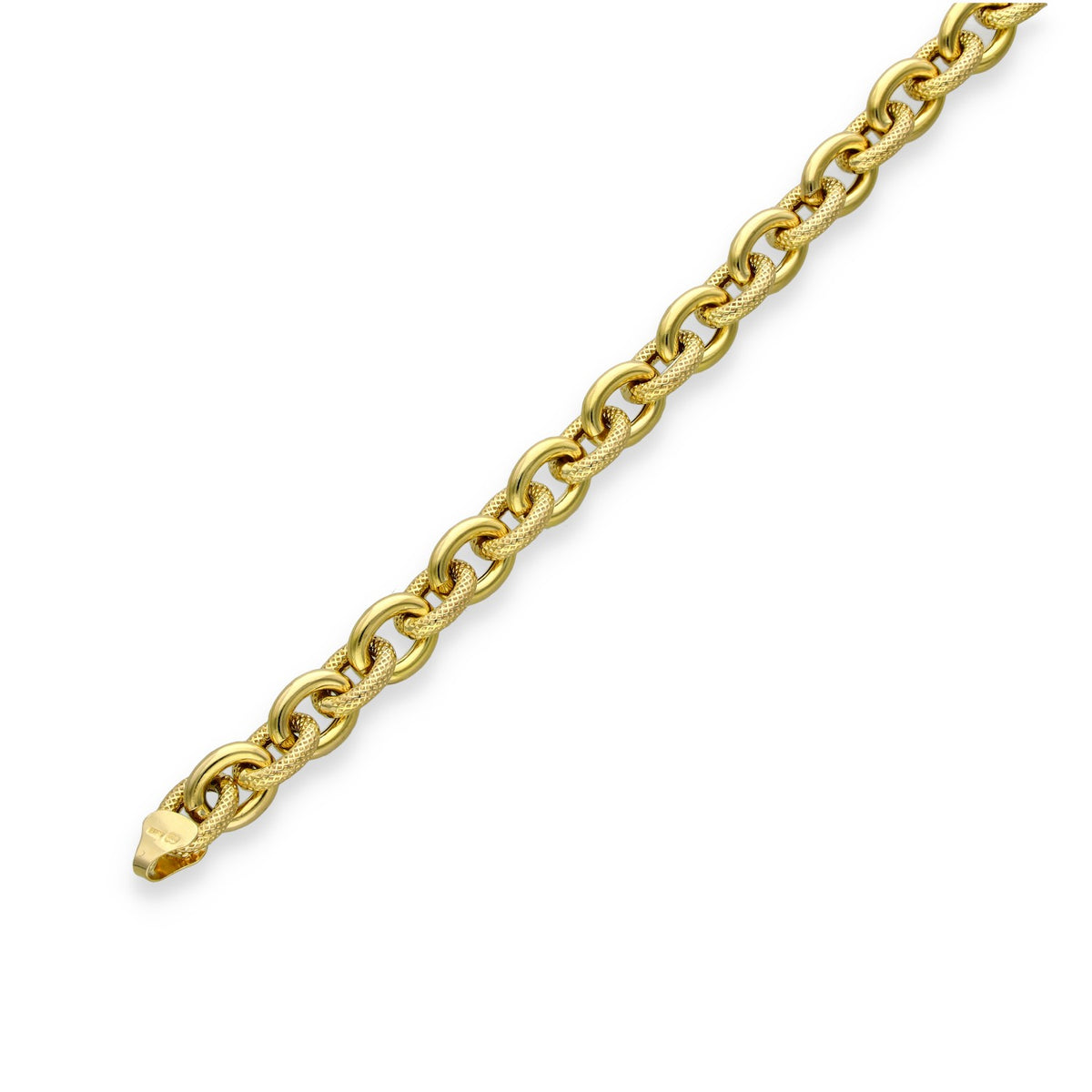 9ct Yellow Gold Belcher Bracelet - 7.5" - 9.9g