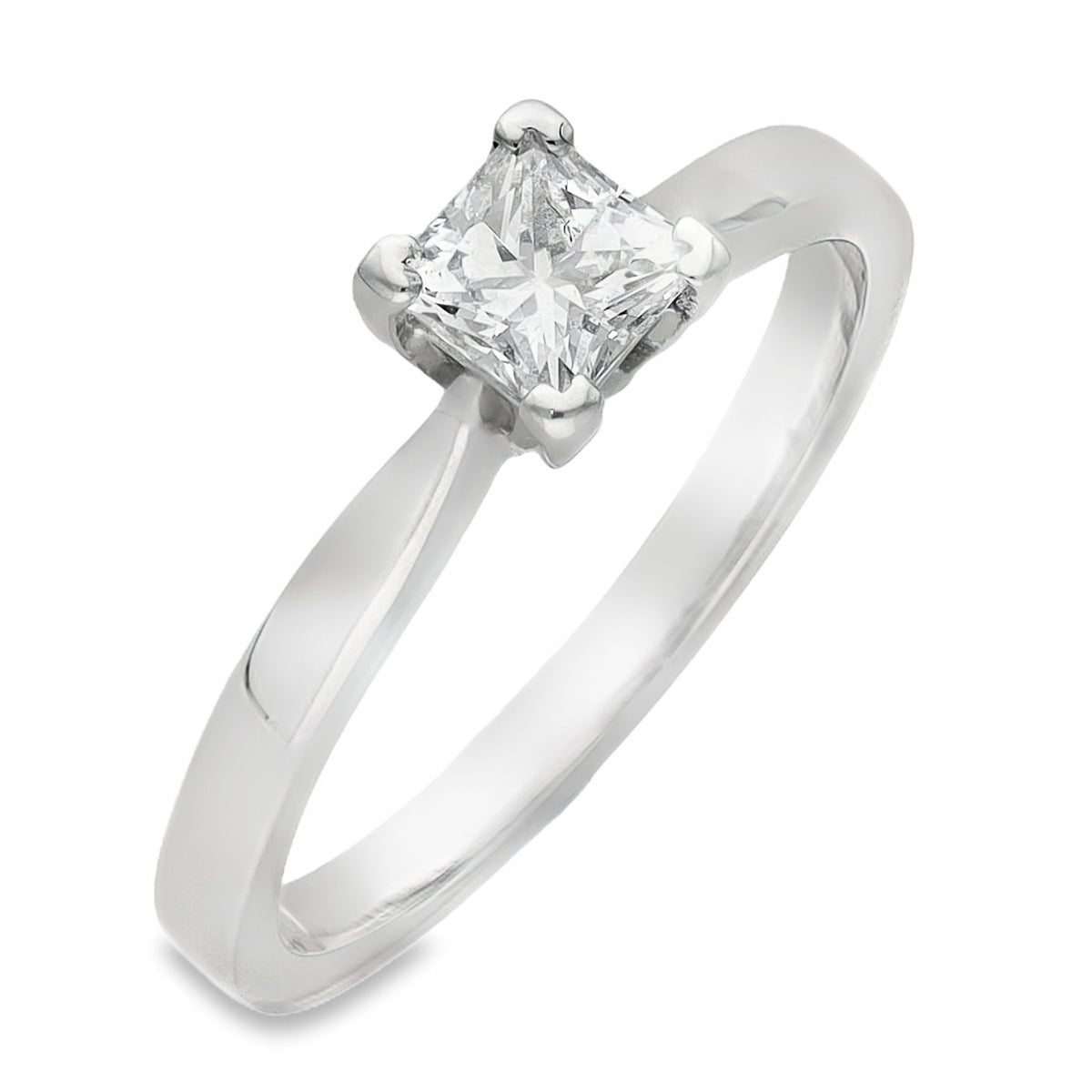 950 Platinum Princess Engagement Diamond Ring - Size L - 0.28ct