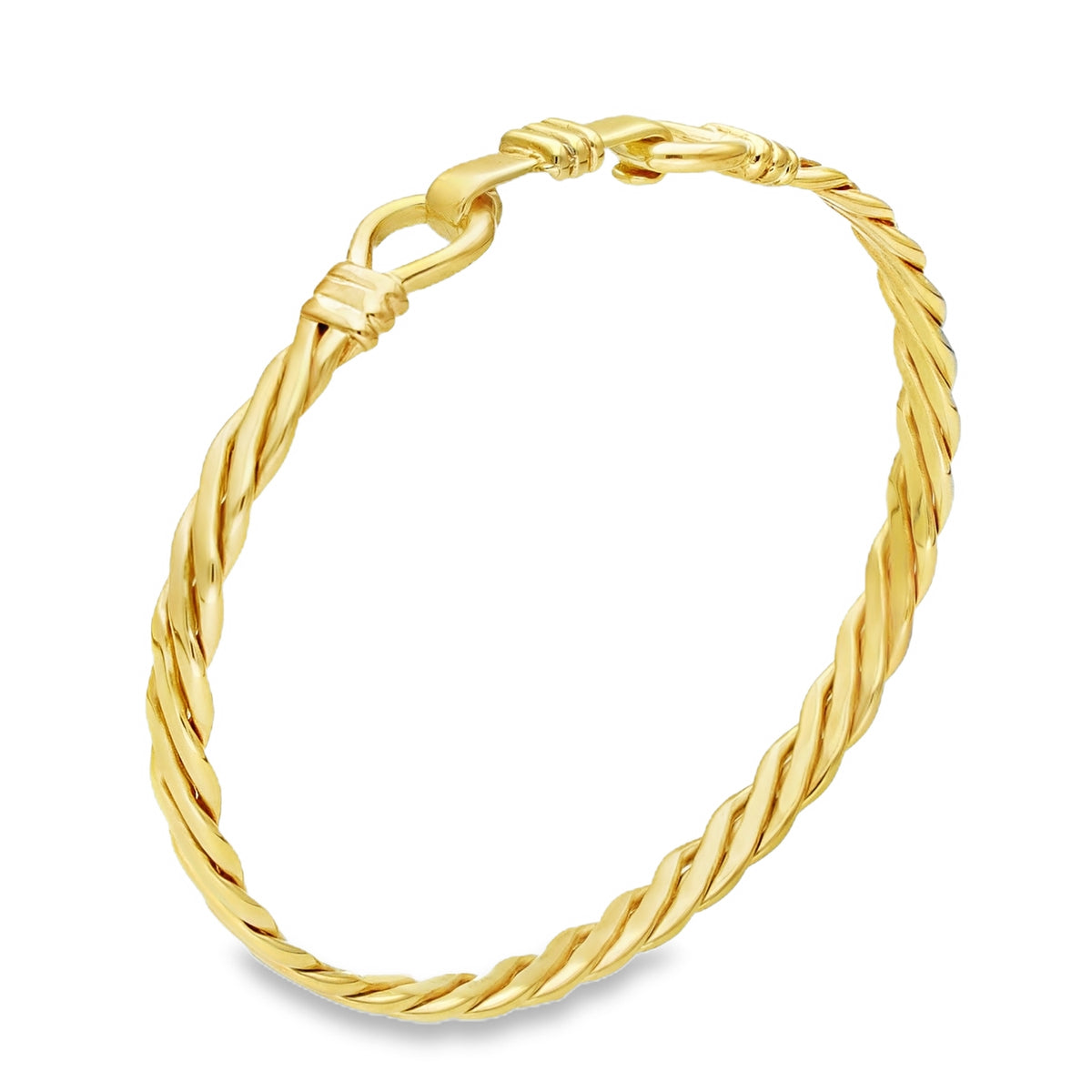 9ct Yellow Gold Twist Bangle - 18cm - 13.9g