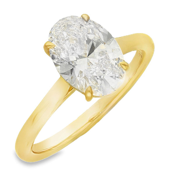 Lab 2.07ct D Vs2 Oval 18ct yellow Solitaire