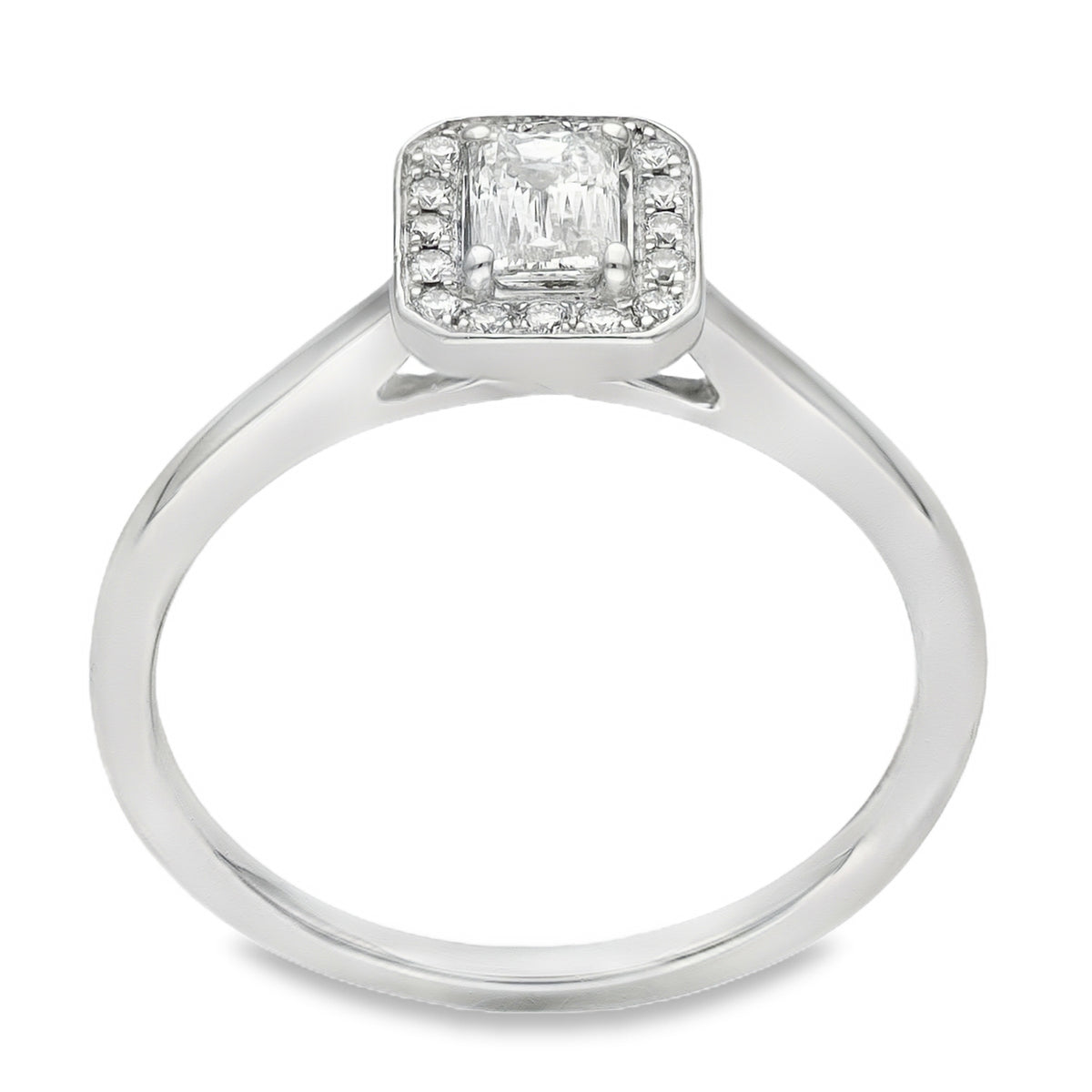 950 Platinum Diamond Halo Engagement Ring - Size P - 0.49ct