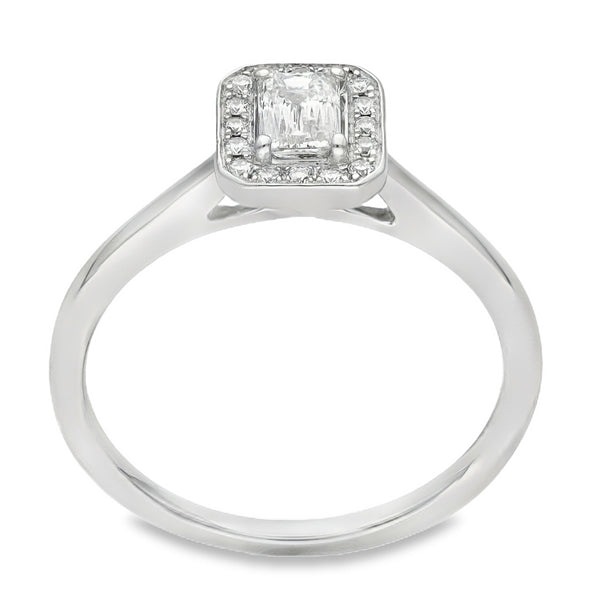 950 Platinum Diamond Halo Engagement Ring - Size P - 0.49ct