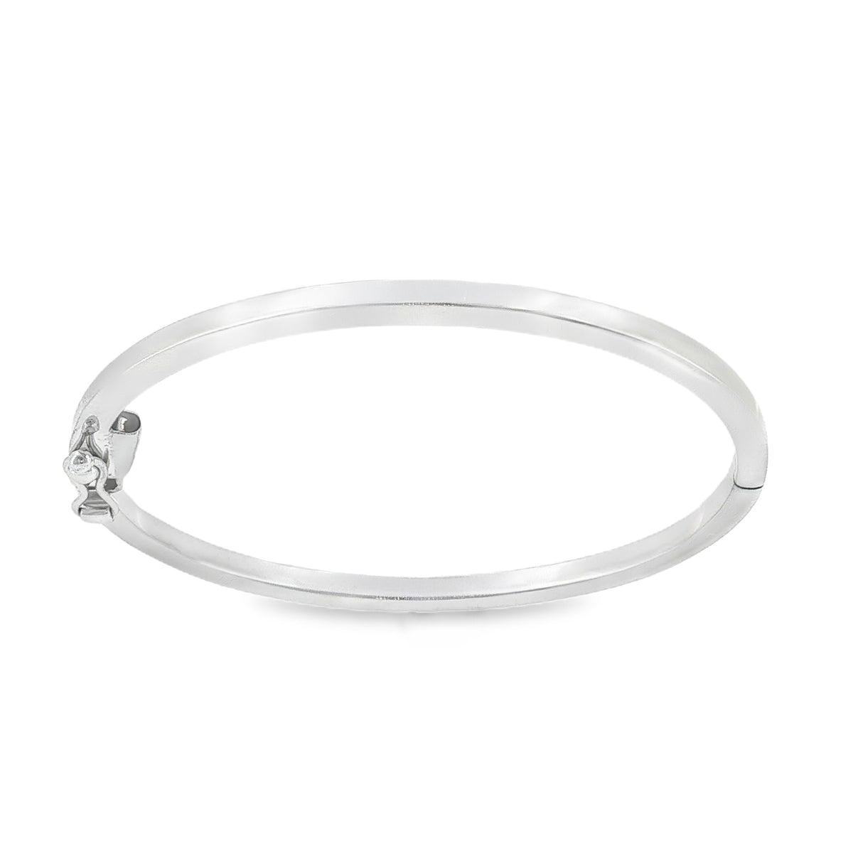 9ct White Gold Plain Hinged Bangle - 15cm - 12.9g