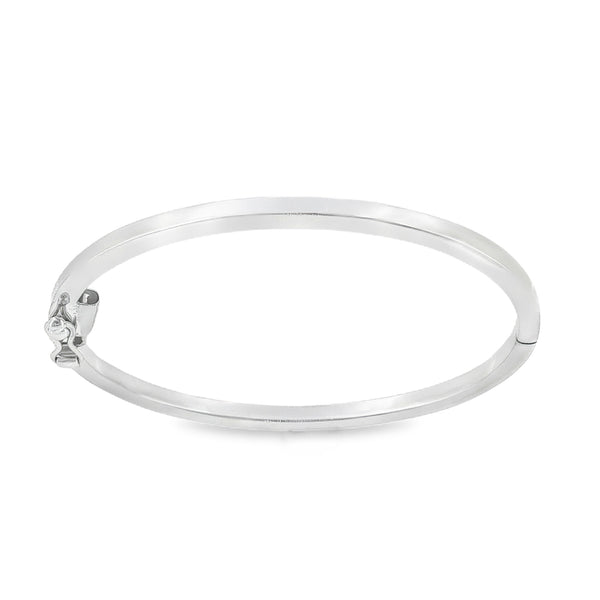 9ct White Gold Plain Hinged Bangle - 15cm - 12.9g