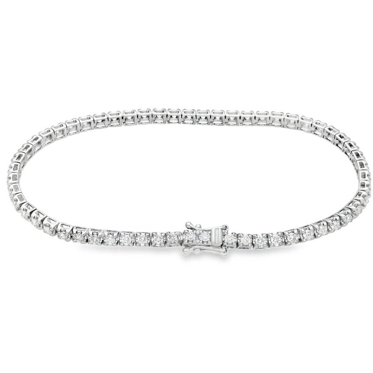 9ct White Gold 2.00ct Diamond Tennis Bracelet – 18.5cm