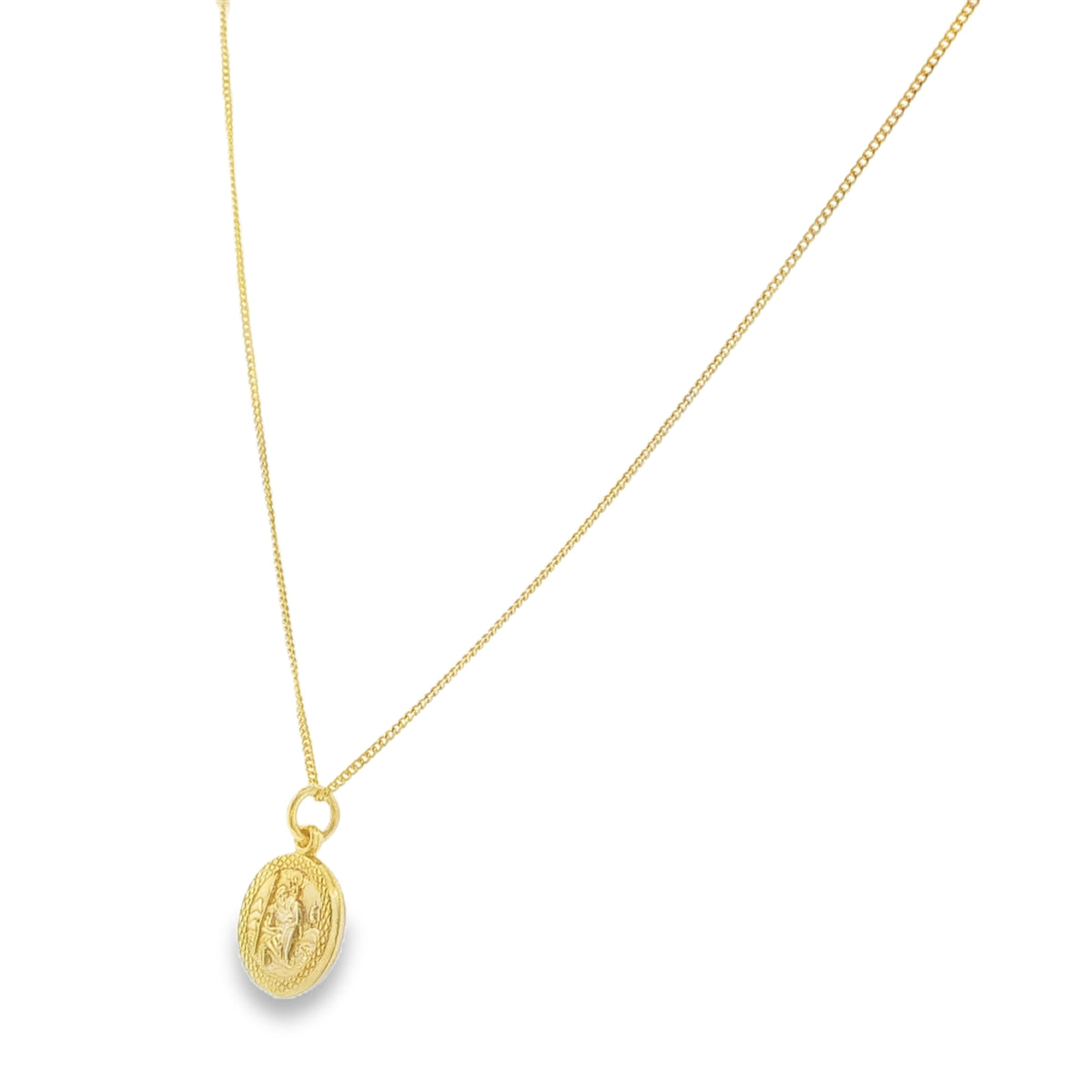9ct Yellow Gold St Christopher Pendant & Chain - 23"- 2.1g