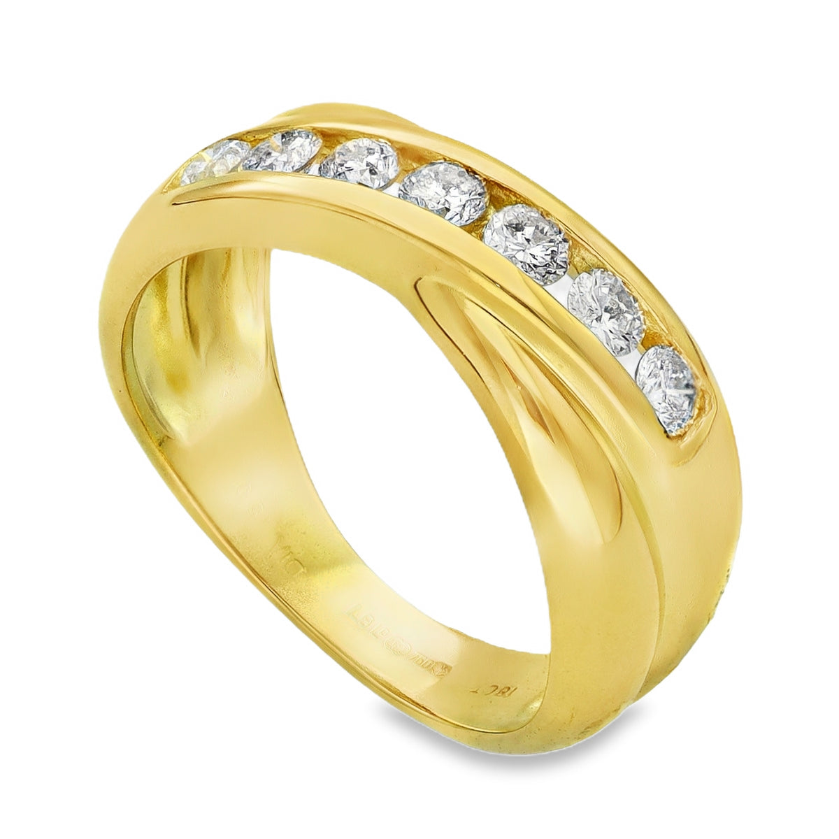 18ct Yellow Gold Diamond Crossover Ring - Size M - 0.50ct